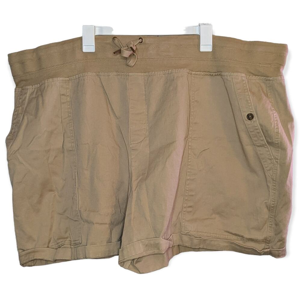 Terra & Sky Womens Khaki Ant Plus Size Pull On Utility Shorts 4X 28W-30W